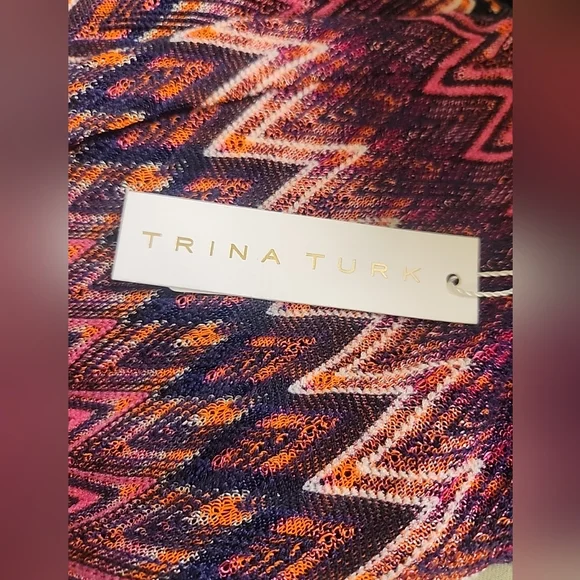 Nwt Trina turk chevron wide leg crop pants size extra small - Picture 2 of 2